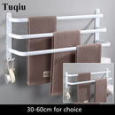 Tuqiu Towel Hanger Wall Mounted 30-50 CM Towel Rack Bathroom Towel Bars Aluminum Black Towel Bar Rail White Towel Holder