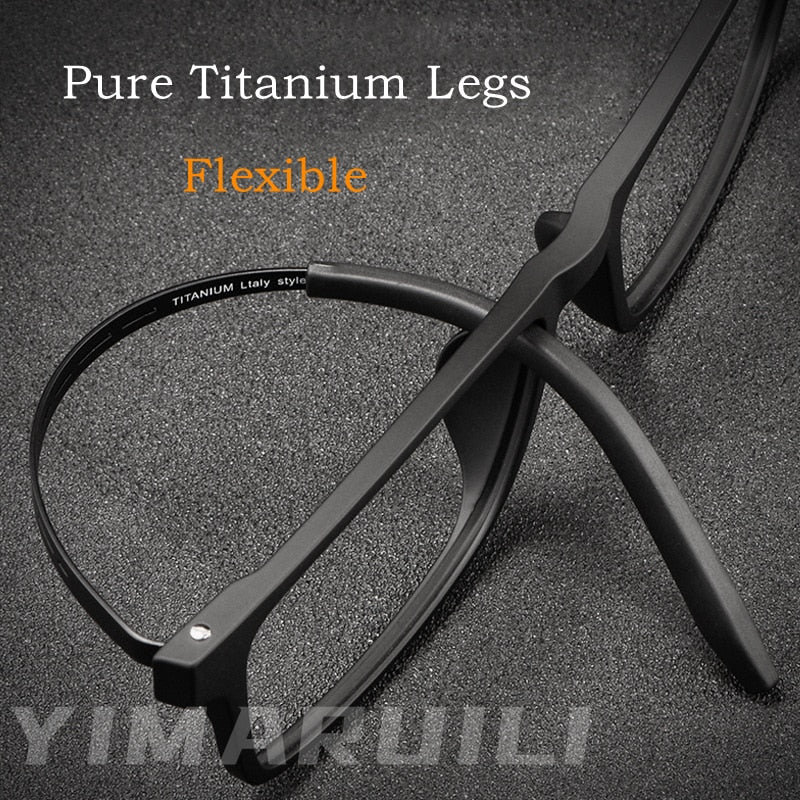 YIMARUILI ultraligero moda Flexible TR90 gafas cuadradas de titanio puro marco de anteojos recetados ópticos para hombres 8822T