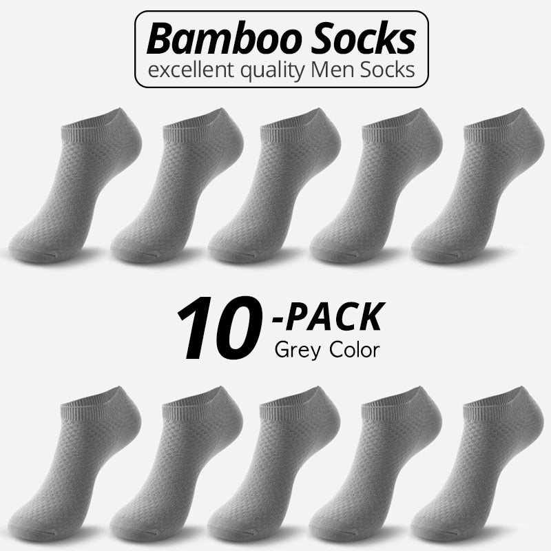 10 Paar Bambusfaser Herren Socken Short Ankle Business Schwarz Männlich Meias Socken Sommer Atmungsaktiv Herren Kleid Schuhe Kleidung Größe 38-44