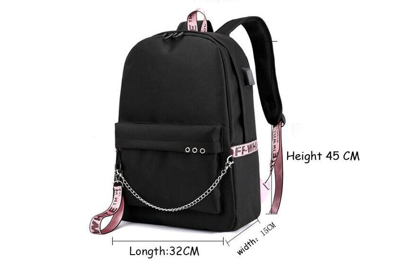 Disney Kawaii Stitch Bag Zipper USB Charging Mochila Capacity Backpack Women Kpop School Bags for Teenage Girls Students