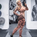 Camo Yoga-Set Damen Seamless Fitness Camouflage Gym Set High Waist Gym für Damen Leggings Atmungsaktiver Langarm-Yoga-Anzug