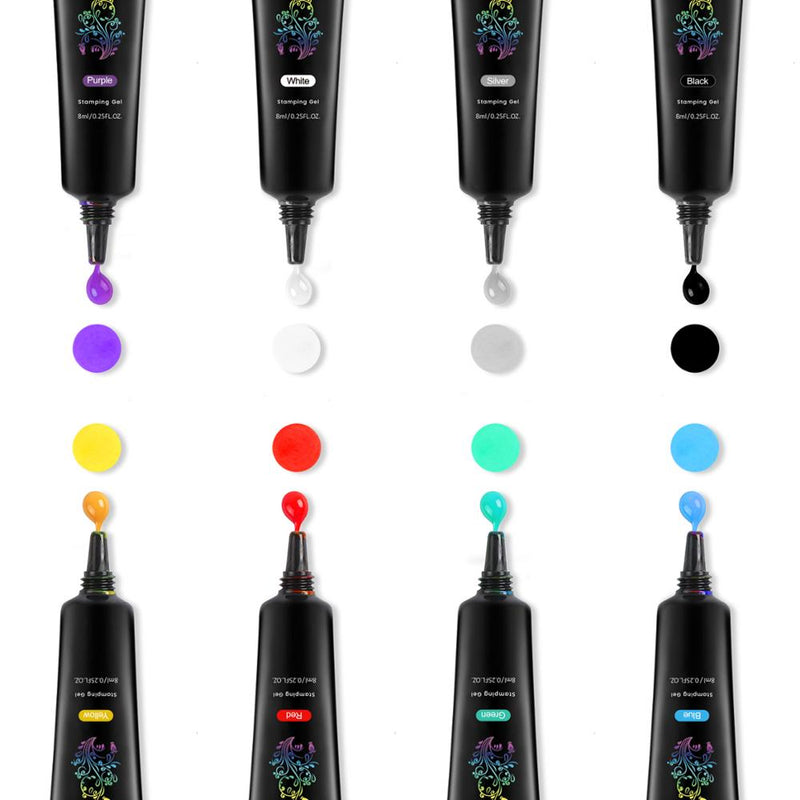 Biutee 8Colors Kit Nail Stamping Gel Polish Set 8ml Stamp Print Oil UV Gel Vanish Soak Off Lack für Nail Art Stamping Plates