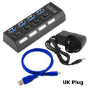 USB HUB 3.0 4 7 Port USB Multi Splitter mit Netzschalter Netzteil Adapter für Macbook PC Computer Laptops Notebook Zubehör