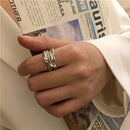 Foxanry minimalista 925 anillos de sello para mujer nueva moda creativa superficie Irregular geométrica fiesta joyería regalos