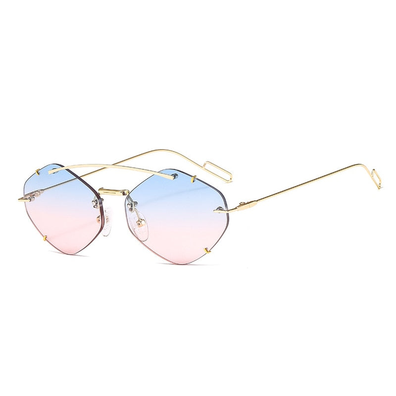 OEC CPO, gafas de sol poligonales sin montura para mujer, gafas de sol con degradado a la moda de diseñador de marca para mujer, gafas de caramelo para mujer UV400 O225