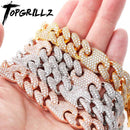 TOPGRILLZ 16 mm Miami New Box Verschluss kubanische Gliederkette Gold Silber Farbe Halskette Iced Out Zirkonia Bling Hip-Hop-Schmuck