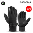 ROCKBROS Winter -40 Grad Fahrradhandschuhe, wasserdichtes Fleece, hält warm, Touchscreen-Handschuhe für Fahrrad, Moto, Skifahren, Wandern