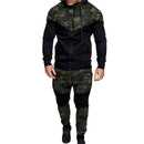 Männer Kausal Camouflage Patchwork Sets Camo Reißverschluss Jacke + Hose 2PC Trainingsanzug Sportwear Hoodies Sweatshirt Hosenanzug Plus Größe