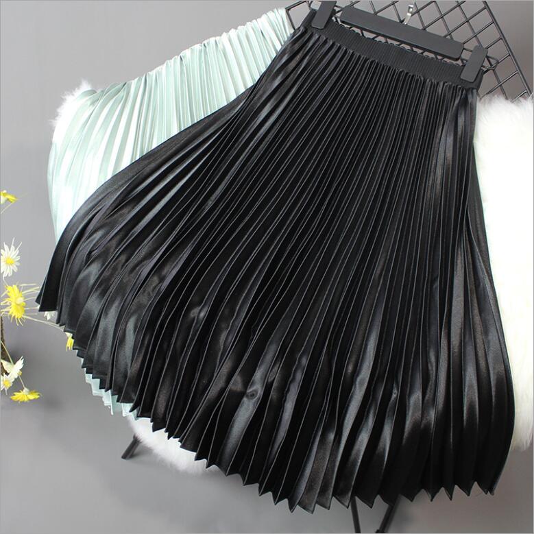 Fanco Autumn Women Long Fashion Brand A-Line Pleated Skirts Female  High Waist Midi Solid Color