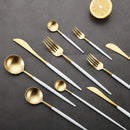 Weißgold Besteckset Western 18/10 Edelstahl Geschirr Home Löffel Gabel Messer Essstäbchen Kit Geschirr Sets Geschirr