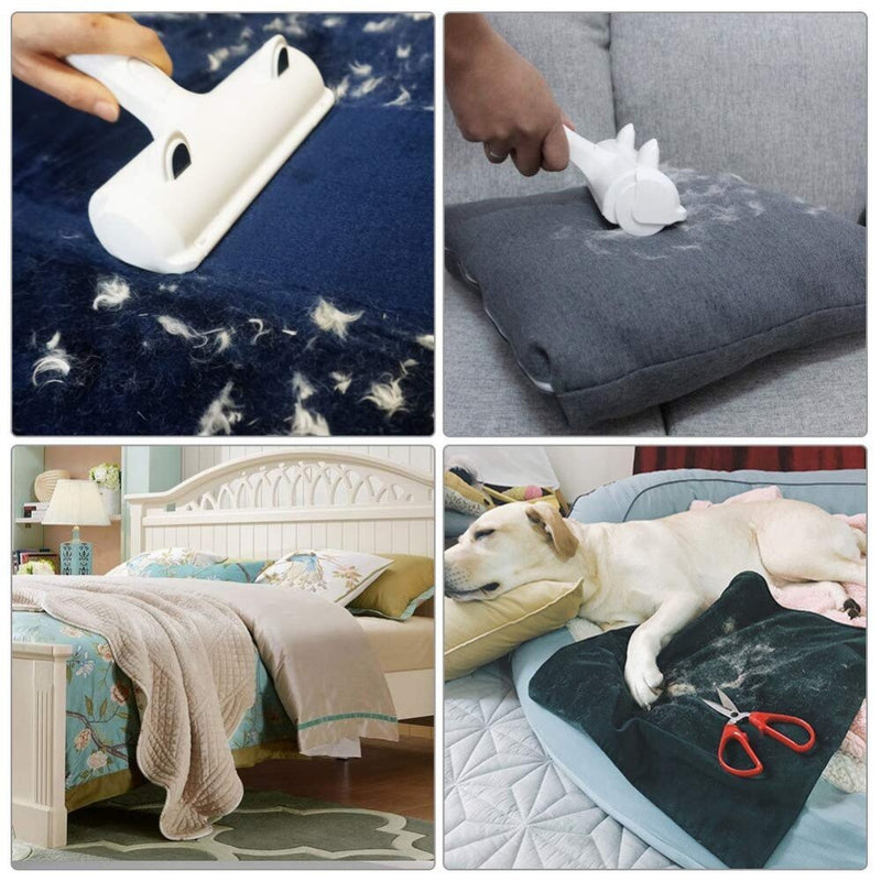 Pet Hair Remover Roller Lint Sticking Roller 2-Way Removing Dog Cat Hair from Furniture Carpets Clothing One Hand Operate