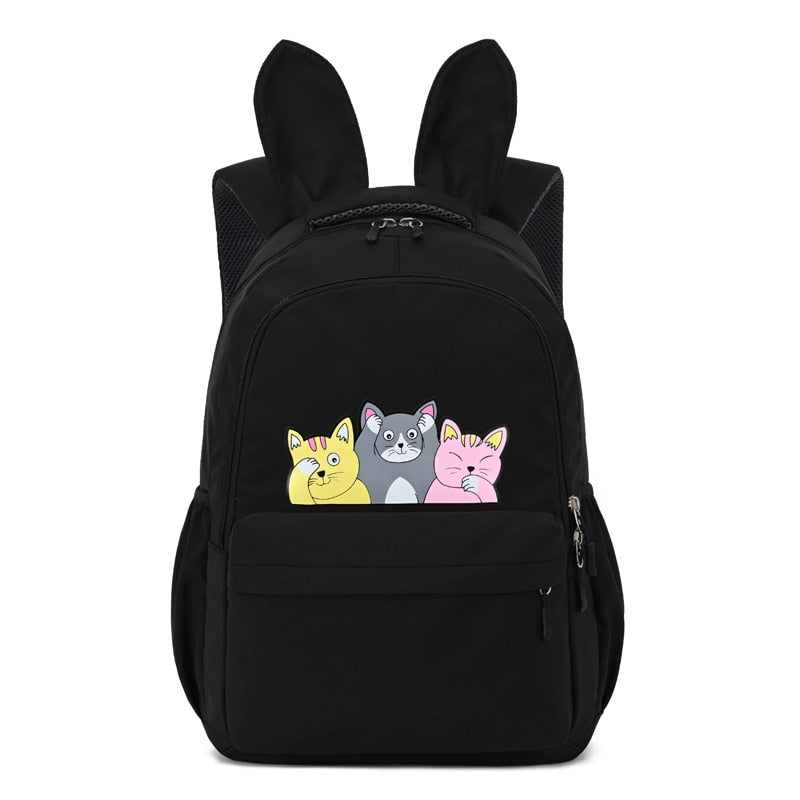 Fengdong, mochilas escolares para niñas adolescentes, mochilas escolares para niños, mochila escolar de lona con estampado de animales bonitos, mochila para niños y gatos