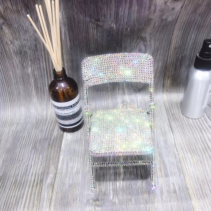 Bling Mini Chair Super süßer handgefertigter Strass Messenger Klappstuhl für persönliche Dekoration Schreibtischdekoration Wohnaccessoires