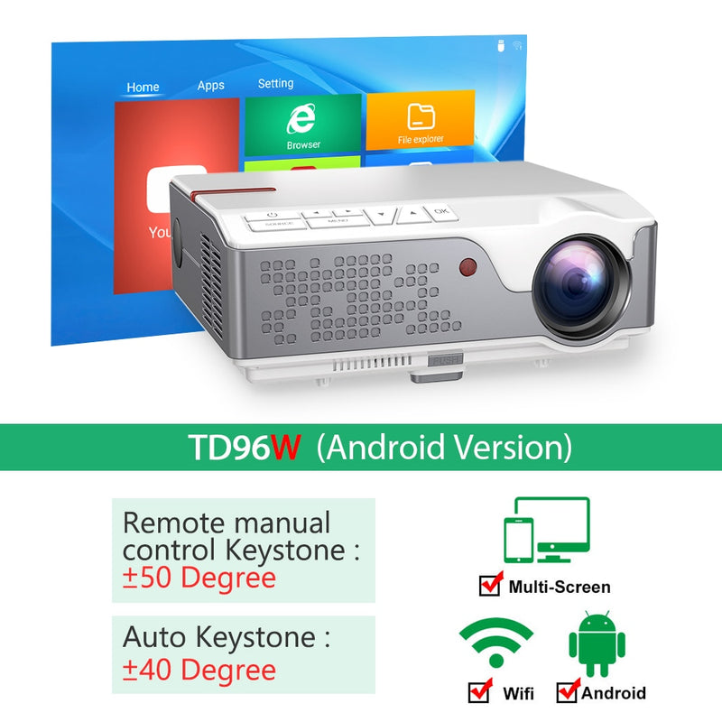 ThundeaL Full HD 1080P Projektor TD96 TD96W Android WiFi LED Proyector Native 1920 x 1080P 3D Heimkino Smartphone Beamer