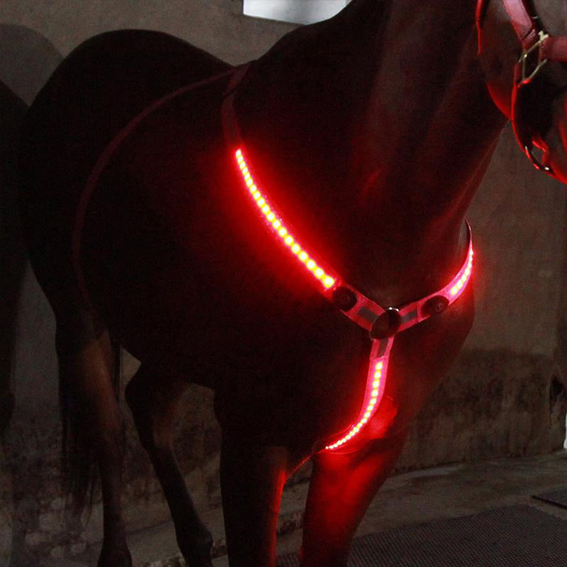 Hi Viz Horse LED Breastplate Collar Halter Head Harness Adjustable Reflective Equestrian Breastplate Collar Strap