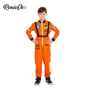 Reneecho Kinder Space Astronaut Kostüm Jungen Orange Astronaut Cosplay Splitter Spaceman Kostüm für Halloween