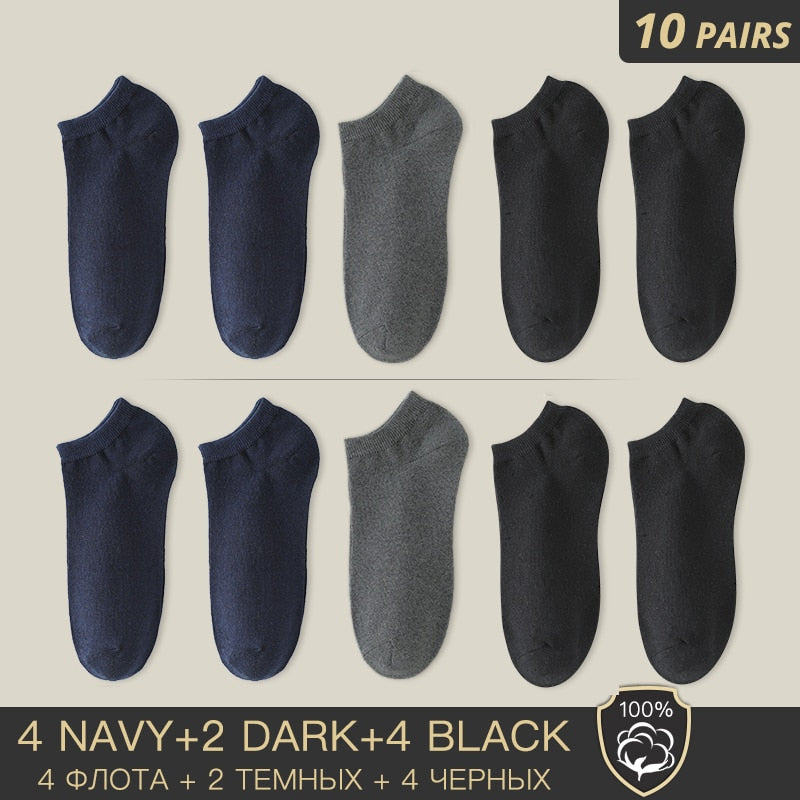 HSS Brand 100% Cotton Men Socks Summer Thin Breathable Socks High Quality No Show Boat Socks Black Short For Students Size 39-44