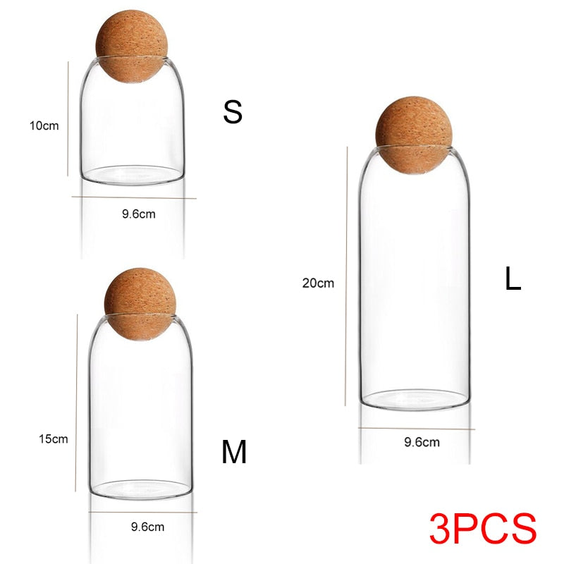 Frasco de vidrio de almacenamiento con tapa de madera, frascos de albañil de cocina con tapa, contenedor de botella de vidrio, recipiente dispensador de cereales