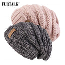 FURTALK Sombrero de punto de invierno Sombrero de mujer Gorro holgado para niñas Skullies Cap A047
