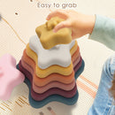 2020 Neuheiten BPA-frei Sicherheit Essbare 3D Silikon Stern Herz Gummi Beißring Bausteine ​​Baby Lernspielzeug