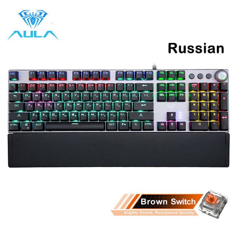 AULA F2088 Mechanical Gaming Keyboard Anti-ghosting 104 brown Switch blue Wired Mixed Backlit Keyborad for Game Laptop PC