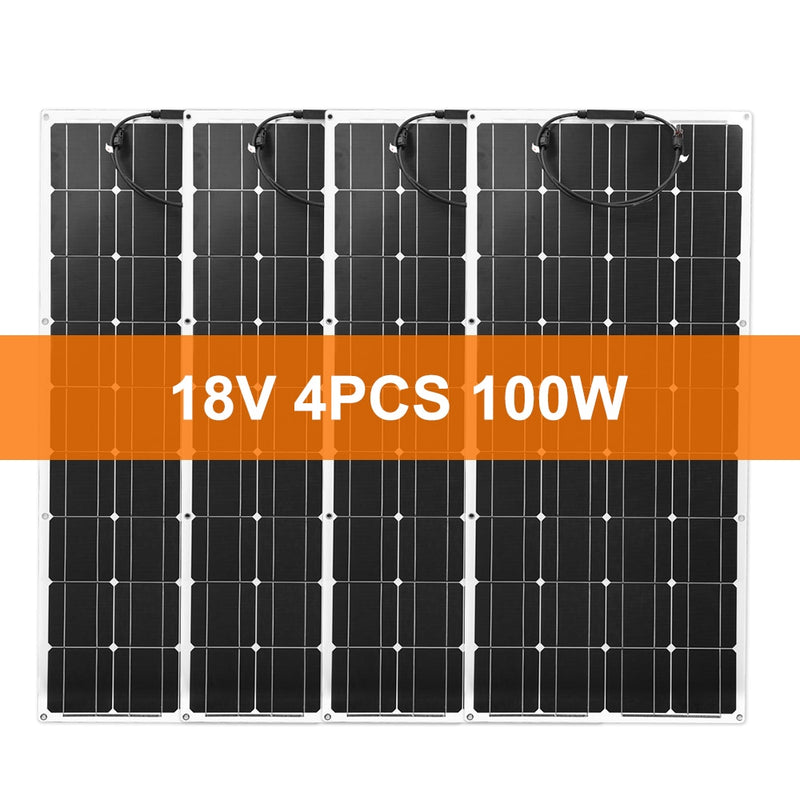 Dokio 18 V/16 V 100 W 200 W Panel Solar monocristalino Flexible puede cargar batería de 12 V para coche/barco/hogar Panel Solar impermeable