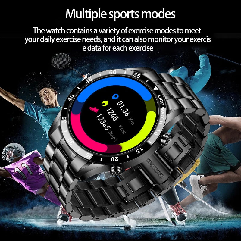 Reloj inteligente LIGE 2022 para hombre, reloj deportivo completamente táctil para Fitness, presión arterial, resistente al agua, llamada Bluetooth para Android Ios, reloj inteligente para hombres