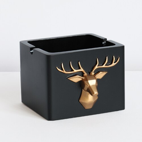 Deer head pattern Windproof Ashtray Moden Resin Round Square Ashtray for home office hotel outdoor Gift Smokeless Ashtray Holder