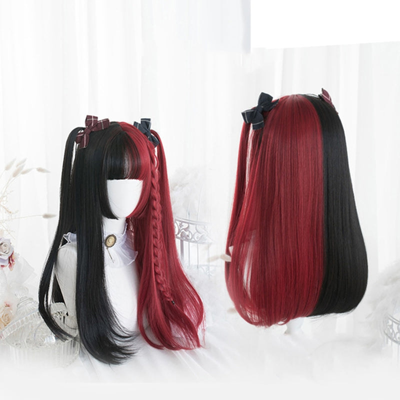 SHANGKE Synthetische Rot Schwarz Blond Weiß Lolita Perücken Für Frauen Lange Gerade Perücke Mit Pony Genshin Impact Cosplay Perücke