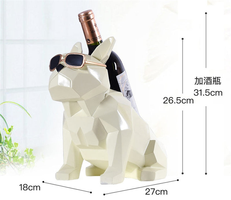 Estante para vino de bulldog francés sencillo moderno, soporte para decoraciones para el hogar, muebles creativos para el hogar, regalo de fiesta