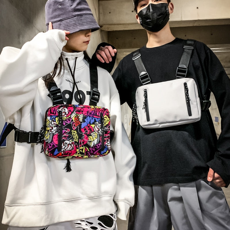 Mode Chest Rig Tasche für Männer Gürteltasche Hip Hop Streetwear funktionelle taktische Brust Handytaschen männliche lässige Bauchtasche