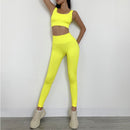 2 Stück Nahtlose Fitness Frauen Yoga Anzug Gym Push Up Kleidung Workout Sport Set Gepolsterter Sport-BH Hohe Taille Legging Sportbekleidung