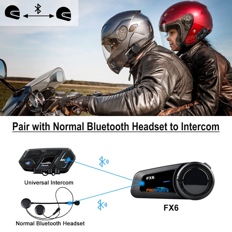 Fodsports FX6 Motorcycle Helmet Bluetooth Intercom Moto Helmet Headset 1000m 6 Rider BT 5.0 Interphone Intercomunicador FM Radio