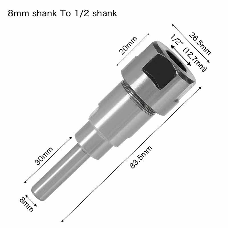 1/4 "8mm 12mm 1/2" Schaft Fräser Verlängerungsstange Konverter Spannzange Graviermaschine Zubehör für Holzfräser