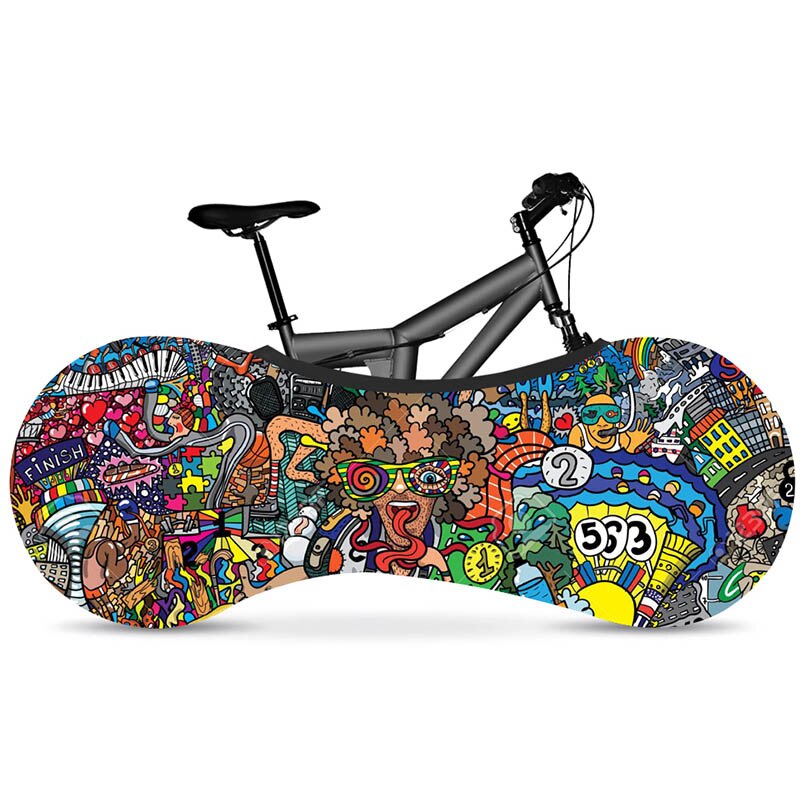 HSSEE Graffiti-Serie elastisches Fahrrad Indoor Staubschutz elastischer Stoff Fahrradreifenabdeckung 700c 26 "-28" Rennradzubehör