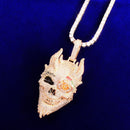 Totenkopf Herren Anhänger Kubikzirkon Goldfarbe vergoldet Hip Hop Halskette Rock Schmuck