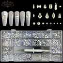 21 Grids Crystals Diamonds Nail Strasssteine ​​Set 3100pcs FlatBack Strasssteine ​​Kit funkelnde Nail Art mit 1 Stift für Dekorationen