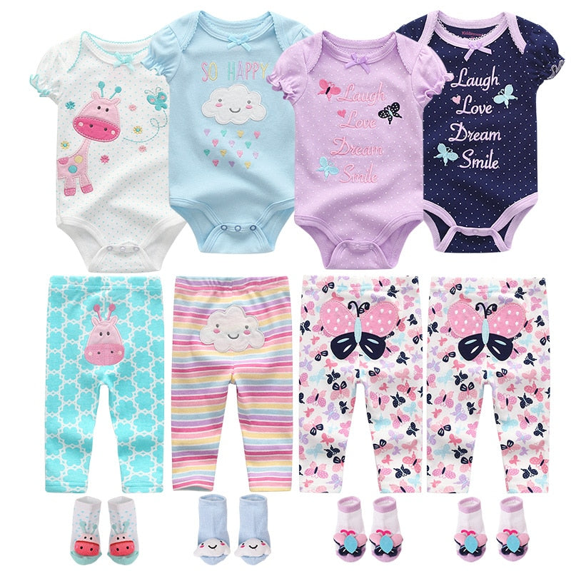 Summer toddler Baby Girls Bodysuits Sets Short Sleeve Clothing And Pants 12M Baby Jumpsuit roupas de bebe Baby Boys Clothes