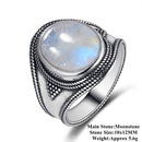 Natürliche Mondsteinringe für Sterlingsilber-Schmucksache-Ring der Mann-Frauen 925 mit großen Steinen 11x17MM ovalen Edelstein-Geschenk-Großverkauf