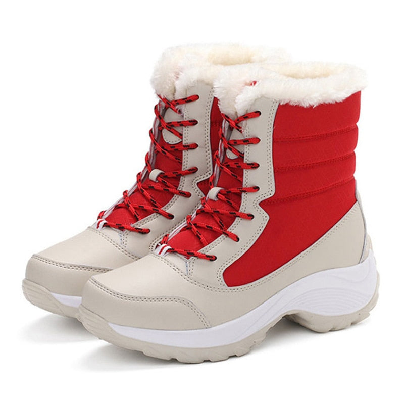 Zapatos de invierno Botas de Mujer de talla grande 42 Botas de plataforma impermeables para Mujer Botas de nieve Mujer invierno 2019 Botas Mujer negro blanco