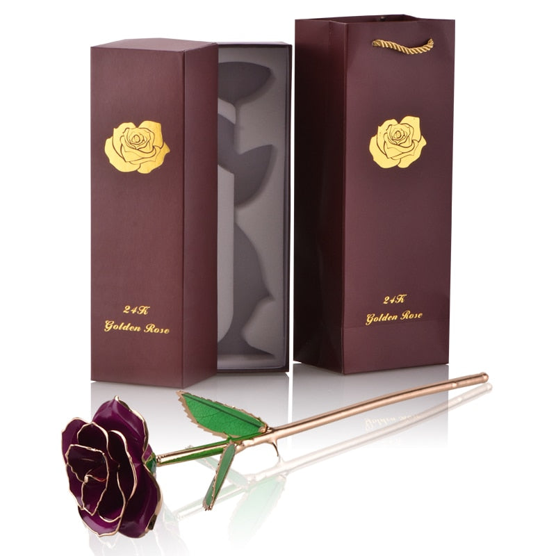 Geschenke für Frauen 24 Karat Gold getauchte Rose mit Ständer Ewige Blumen für immer Liebe in Box Freundin Hochzeit Weihnachtsgeschenke für Sie