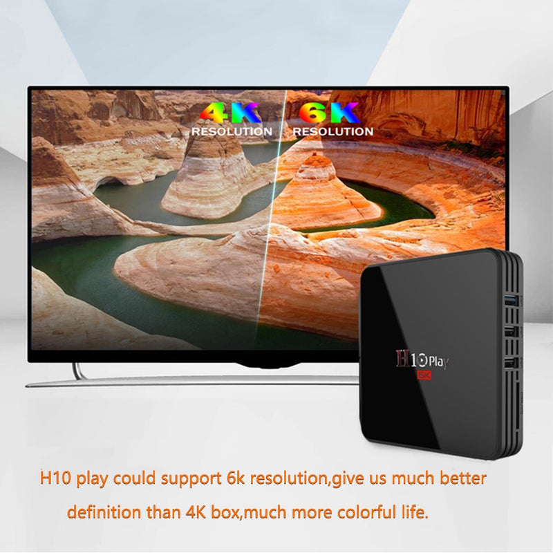 Android 9.0 TV Box, AllwinnerH6 Quad-Core, 6K HD Soporte de reproductor multimedia en varios idiomas WiFi de 2,4 GHz