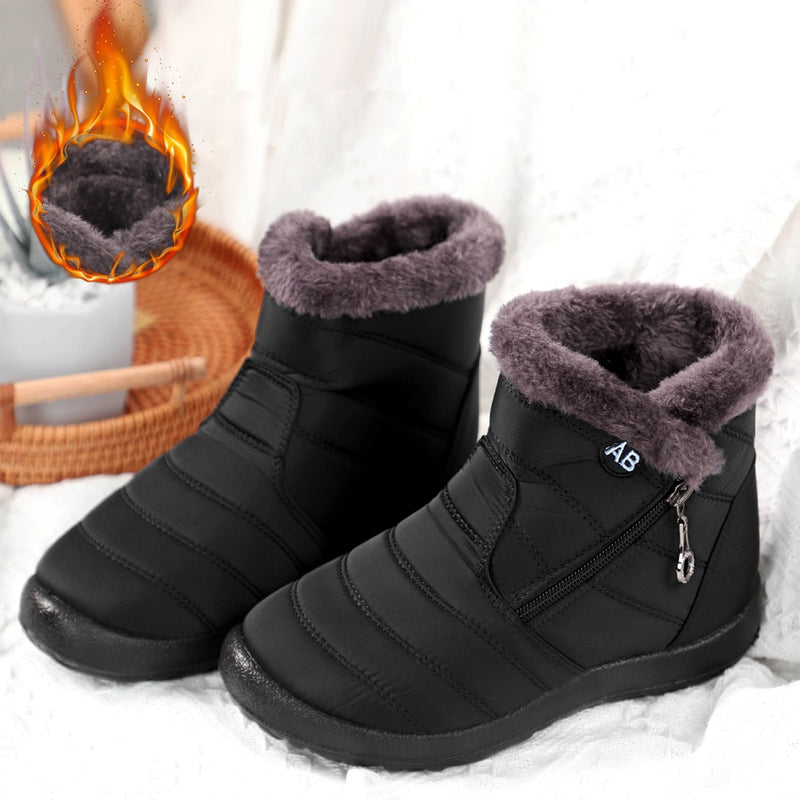 Botas impermeables para mujer, botas de nieve para mujer, botas de invierno de felpa para mujer, botines cálidos, zapatos de invierno, zapatos informales para mujer de talla grande