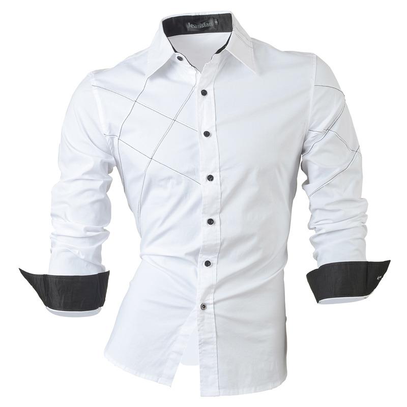 jeansian Spring Autumn Features Shirts Men Casual Long Sleeve Casual Male Shirts Zipper Decoration (No Pockets) Z015