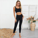 2 Stück Nahtlose Fitness Frauen Yoga Anzug Gym Push Up Kleidung Workout Sport Set Gepolsterter Sport-BH Hohe Taille Legging Sportbekleidung