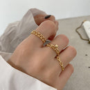 WANTME Luxus Weiß Zirkon Doppelte Öffnung Fingerring für Frauen Echtes 925 Sterling Silber Hochzeit Party Hochzeit Schmuck Geschenk