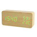 Wecker LED Digital Wooden USB/AAA Powered Tischuhr mit Temperatur Feuchtigkeit Sprachsteuerung Snooze Elektronische Tischuhren