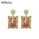 2020 Antik Ohrringe Mutter Gottes Jungfrau Maria Retro Gemälde Glas Cabochon Mandala Anhänger Schmuck für Frauen