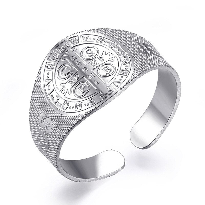 Anillos cruzados de religión chapados en oro y plata para mujeres y hombres, anillos ajustables abiertos de acero inoxidable 316L, regalo de joyería de moda 2022
