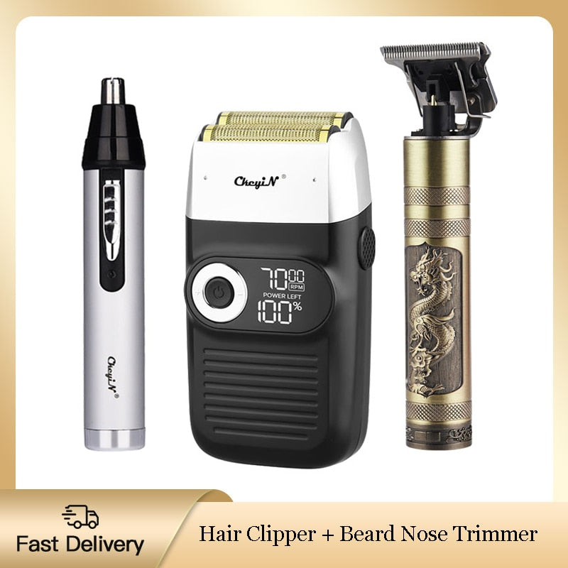 Ckeyin 3 In 1 Set Electric Clipper Nose Hair Trimmer Professional Barber Hair Cutter Beard Shaving Machine for Men Razor Shaver